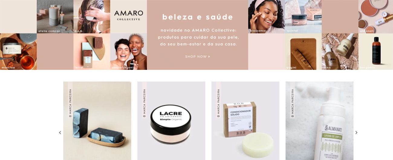 AMARO estreia categoria de produtos de beleza e bem-estar em seu e-commerce!